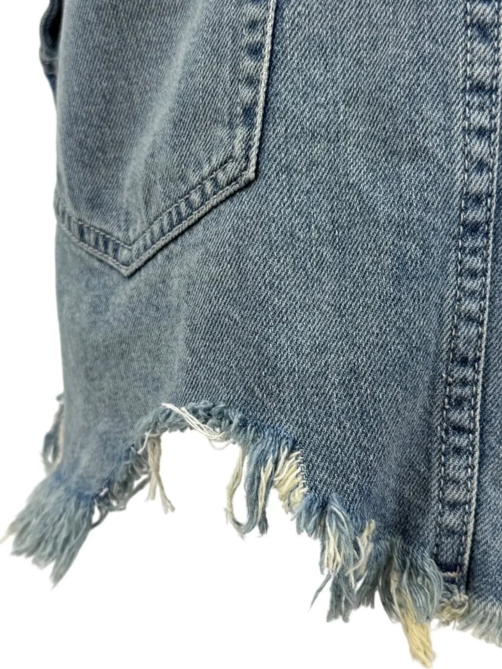 NWOT Free People Distressed Denim Overall Mini Skirt 12/L | Indie Sleaze Grunge - Picture 9 of 16